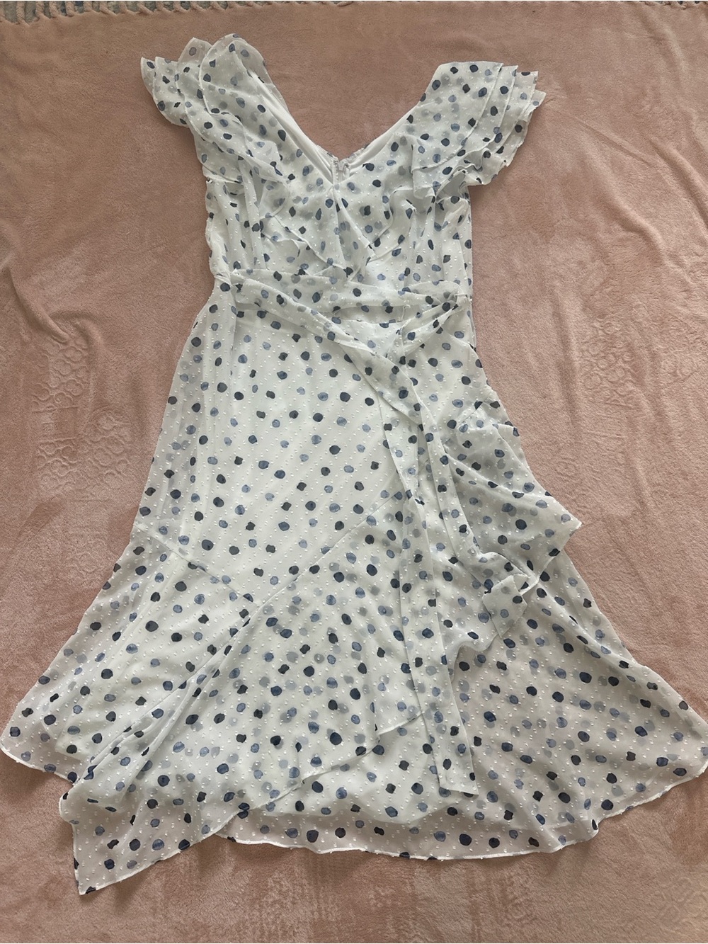 DKNY Polka Dot Wrap Dress with Navy Dots